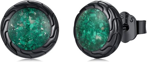 Black Stud Earrings 925 Sterling Silver Black Round Earrings Hypoallergenic Punk Gothic Jewelry Gifts Birthdays Christmas for Women Men in Saudi Arabia