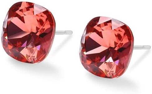 Seona Sophia 10mm Cushion Cut Crystal Earrings – Hypoallergenic Stud Earrings for Women, Tarnish‑Free Stainless Steel Jewelry for Sensitive Ears in Saudi Arabia
