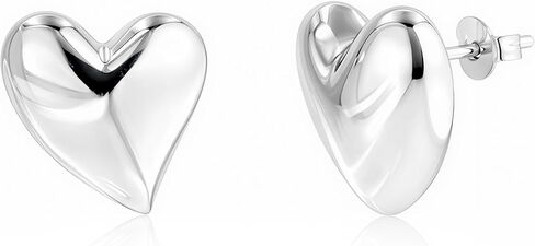 Amazon Essentials Brass Puffy Heart Stud Earrings for Women with Secure Pushbacks in Saudi Arabia