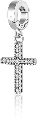 Crystal Cross Have Faith Christian Catholic God Charm Pendant, 14K Gold Plated & 925 Sterling Silver, Compatible with Pandora & Similar Charm Bead Bracelets, Necklaces & DIY Jewelry in Saudi Arabia