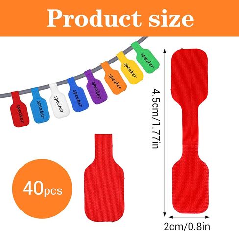 40 Pcs Cable Labels, Writable Cable Tags, Waterproof Cords Labels Multi-Color Electronic Cables Identification Tags for Wire Organization and Identification in Saudi Arabia