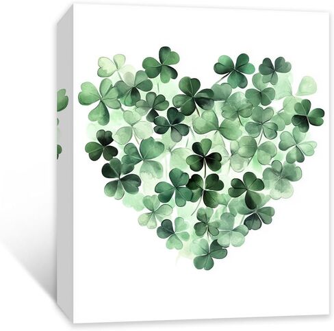 Shamrock Heart Canvas Print Pictures, St. Patrick's Day Wall Art Framed Home Decor, Great for Gift in Saudi Arabia