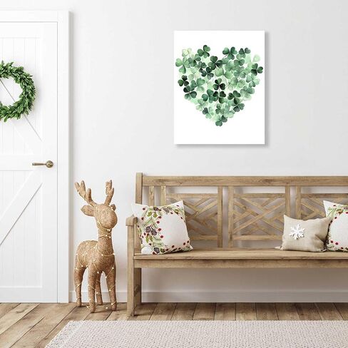 Shamrock Heart Canvas Print Pictures, St. Patrick's Day Wall Art Framed Home Decor, Great for Gift in Saudi Arabia