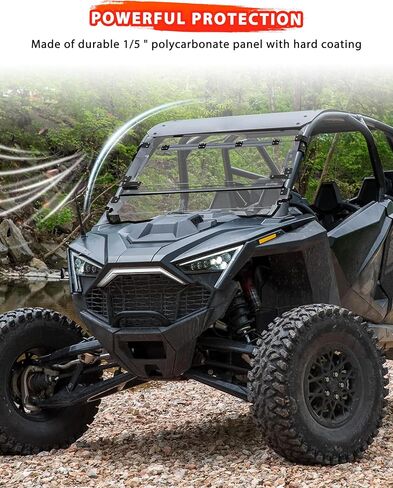 3-IN-1 Flip Up Windshield for Polaris RZR PRO XP/XP4 2020-2024 Accessories, 1/5" Hard Coated PC Adjustable Split Foldable Windshield for RZR PRO, Open/Vented/Closed in Saudi Arabia