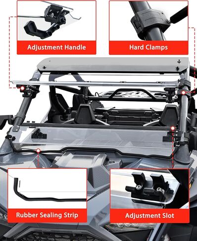 3-IN-1 Flip Up Windshield for Polaris RZR PRO XP/XP4 2020-2024 Accessories, 1/5" Hard Coated PC Adjustable Split Foldable Windshield for RZR PRO, Open/Vented/Closed in Saudi Arabia