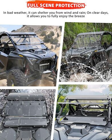 3-IN-1 Flip Up Windshield for Polaris RZR PRO XP/XP4 2020-2024 Accessories, 1/5" Hard Coated PC Adjustable Split Foldable Windshield for RZR PRO, Open/Vented/Closed in Saudi Arabia