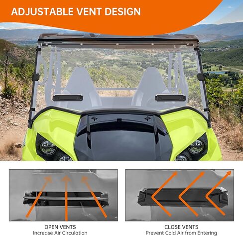 Front Full Windshield Compatible with 2016-2025 Kawasaki Teryx/ Teryx4 Accessories Clear Hard Coat Poly Front Vented Windscreen Window for Kawasaki Teryx 800/ Teryx4 800 in Saudi Arabia
