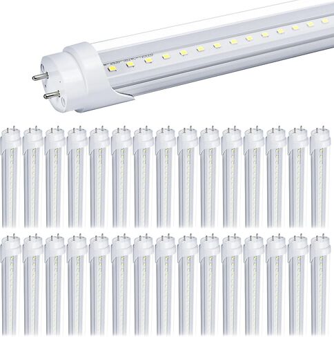 25-Pack T8 LED لمبات 4 أقدام أنبوب ضوء، 4ft LED Shop Garage Warehouse Light، 20W 5000K 2600LM ضوء النهار الأبيض، استبدال أنبوب أضواء الفلورسنت، تجاوز الصابورة، غطاء شفاف يعمل بالطاقة المزدوجة in Saudi Arabia