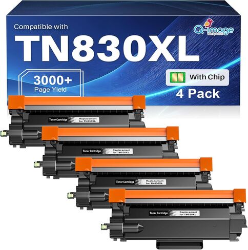 خرطوشة حبر TN830XL ​​TN830 TN-830 بديلة متوافقة مع Brother TN830 XL/V/R TN 830 XL TN-830XL ​​830 تستخدم مسحوق الحبر مع طابعة HL-L2460DW DCP-L2640DW MFC-L2820DW HL-L2405W HL-L2400D (4 أسود) in Kuwait