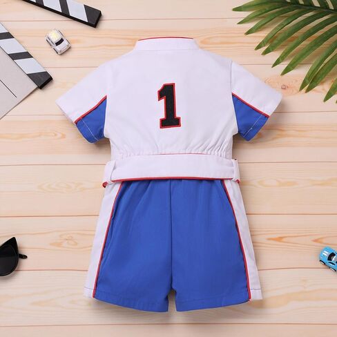 AWIBMK 1st Birthday Boy Outfit Race Car Jumpsuit Short Sleeve Baby Racer Driver Costume Cake Smash Photo Shoot Clothes in Saudi Arabia