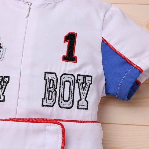 AWIBMK 1st Birthday Boy Outfit Race Car Jumpsuit Short Sleeve Baby Racer Driver Costume Cake Smash Photo Shoot Clothes in Saudi Arabia