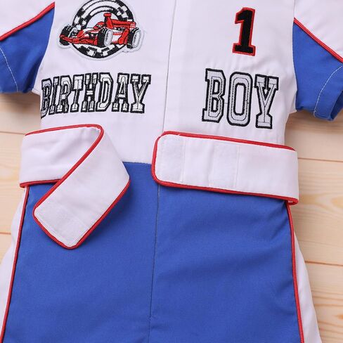 AWIBMK 1st Birthday Boy Outfit Race Car Jumpsuit Short Sleeve Baby Racer Driver Costume Cake Smash Photo Shoot Clothes in Saudi Arabia