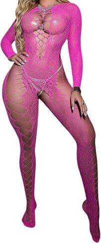 Women's One Piece Fishnet Lingerie Crotchless Bodysuit Mesh Bodystocking Sexy Tights Underwear Nightwear in Saudi Arabia