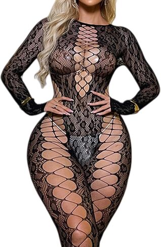 Women's One Piece Fishnet Lingerie Crotchless Bodysuit Mesh Bodystocking Sexy Tights Underwear Nightwear in Saudi Arabia
