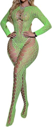 Women's One Piece Fishnet Lingerie Crotchless Bodysuit Mesh Bodystocking Sexy Tights Underwear Nightwear in Saudi Arabia