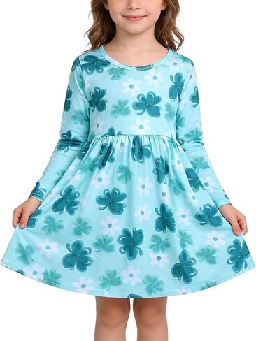 فستان للفتيات الصغيرات فساتين مطبوعة بقلوب الحب ملابس بأكمام مرفرفة من 3 إلى 8 سنوات in Kuwait