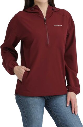 Cinch Women's Burgundy 1/2 Zip Windbreaker in Saudi Arabia