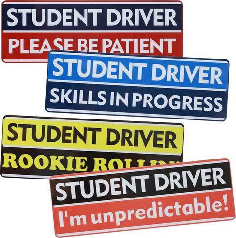 4 PCS New Driver Funny Car Decals, Student Driver Sticker for Car Non-Magnetic Removable Vinyl Decal Student Stickers “I'm Unpredictable,No Tailgating,Please Be Patient,I'm Freaking Trying" in Saudi Arabia