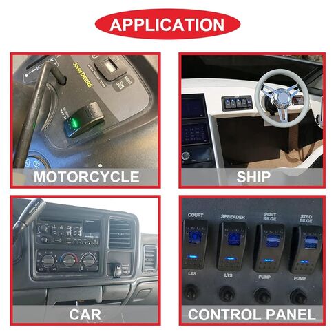 2Pcs Automatic Lock Rocker Switch Toggle On/Off/On 3 Position Waterproof DC 12V/20A 24V/10A 7Pin DPDT Blue Red LED Light, with Jumper Wires Set for Marine Boat Truck Car Caravan RV SUV ATV in Saudi Arabia