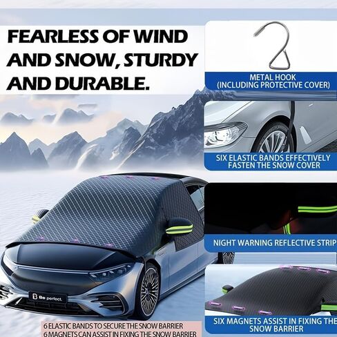 Universal Car Windshield Magnetic Snow Cover, Frost Cover with Side Window and Mirror Protector in Saudi Arabia