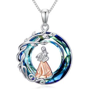 YYB Ballet/Violin/Cello/Flute/Piano/Saxophone/Accordion/Harp/Guitar Necklace for Women 925 Sterling Silver Crystal Dancer Instrument Pendant Jewelry Music Lover Gifts for Women in Saudi Arabia