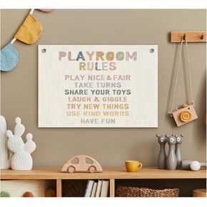 kdhty ديكور جدار غرفة اللعب، قواعد غرفة اللعب قماش الجدار شنقا راية العلم، غرفة اللعب جدار الفن، ديكور غرفة اللعب لغرفة الأطفال الحضانة المنزل المدرسة، ديكور غرفة اللعب للأطفال، أساسيات غرفة اللعب، 30 × 20 بوصة in Kuwait