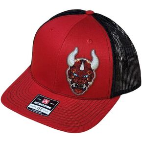 قبعة الشيطان الكرتونية، قبعة سائق الشاحنة ريتشاردسون 112 بتصميم ديفين، قبعة شبكية قابلة للتنفس، رقعة جلدية، إكسسوار متين للارتداء اليومي in Kuwait