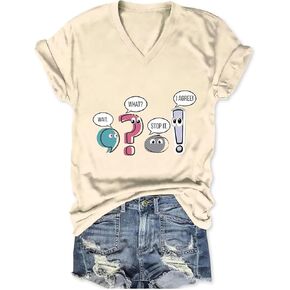 Funny Grammar Teacher Shirts Women Wait What Stop It I Agree Print Graphic T-Shirt Teach Life Summer Short Sleeve Tee in Saudi Arabia