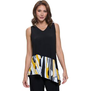 Jostar Women's Sleeveless Tank Top - Color Block V-Neck Asymmetrical Hem Casual Soft T Shirts Blouse in Saudi Arabia