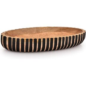 وعاء كيمونا للديكور قطعة مركزية خشبية لتزيين الطاولة وعاء خشبي طويل للقطعة المركزية للطاولة (14 بوصة × 6 بوصة × 2.3 بوصة) in Kuwait