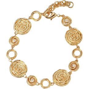 Adjustable Rose Flower Chain Bracelet for Women 18k Gold Plated Link Bracelet Classic Cubic Zirconia Tennis Bracelet 6.3-7.5 inches Ideal Jewellery Gift in Saudi Arabia
