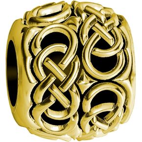 Repeating Double Infinity Symbol Charm Bracelet Bead in 14K Yellow gold in Kuwait