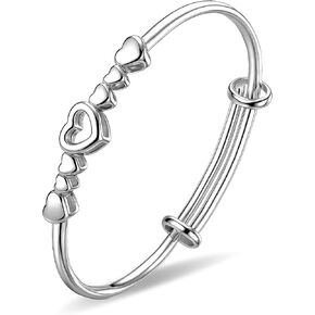 سوار على شكل قلب فضي مصقول رومانسي للنساء، أساور مفتوحة قابلة للتعديل مع قلوب مقصوصة، هدية مجوهرات مطلية بالفضة in Kuwait