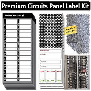 Electrical Panel Labels Kit – 48 Circuit Breaker Stickers, Premium Waterproof Easy-Read Fuse Box Labels with Directory Sheet & Cleaning Cloth for Home Garage (48 Circuits *Black) in Kuwait
