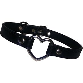 Midnight Oath Black Faux Leather Heart Ring Choker Collar for Humans in Saudi Arabia