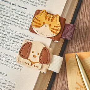 2PCS Magnetic Leather Bookmarks, Vintage Book Mark for Reading Women, Magnet Bookmark Clip Book Accessories (Coffee) in Saudi Arabia