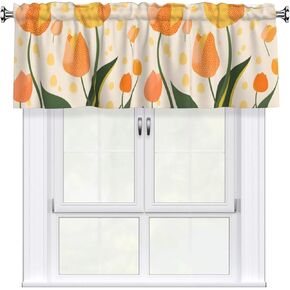 Short Rod Pocket Curtain Valance,Watercolor Bohemian Style Blue and Yellow Mandala Window Treatment Decor Curtains for Kitchen Living Room, Bedroom, 1 Panel, 54" W x 18" L in Kuwait