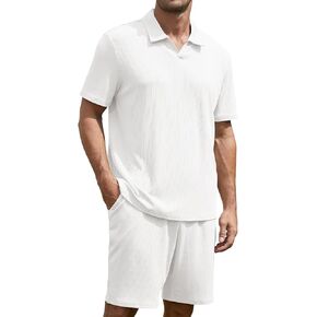 بدلات رياضية صيفية للرجال مكونة من قطعتين، أطقم ملابس رياضية بأكمام قصيرة للارتداء اليومي in Kuwait