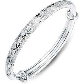 Bangle Bracelet for Women, 925 Sterling Silver Cuff Bracelet Women's Fashion Simple Adjustable Elegant Jewelry for Mom Valentine Wife Mother Day Gift in Saudi Arabia