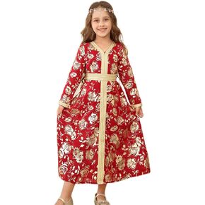 عباية إسلامية للفتيات فستان صلاة رمضان برقبة على شكل V قفطان عربي شرق أوسطي in Kuwait