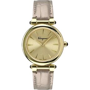 ساعة Ferragamo Idillio Collection الفاخرة للسيدات مع حزام بيج يتميز بهيكل وميناء ذهبيين in Kuwait