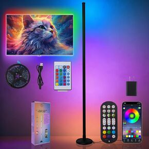 Led Corner Lamp – Bonus RGB TV Backlight – RGBIC Corner Floor Lamp with 16M+ Colors, 300+ Effects, Music Sync, 5V/2A Adapter, Perfect Ambient Lighting for Living Room, Bedroom & Gaming Setup in Saudi Arabia