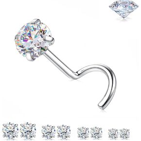 مجموعة 8 قطع من مسامير الأنف مويسانيتي: حلقات أنف من الفولاذ المقاوم للصدأ مطلية بالذهب عيار 18 قيراط لا تسبب الحساسية 20 جرام صغيرة على شكل حرف S مجوهرات ثقب الأنف مويسانيتي للنساء والرجال العصرية 1.5/2/2.5/3 مم in Kuwait