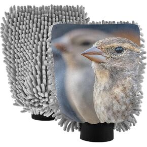 قفاز غسيل السيارات بطباعة الطيور من AIXIWAWA، قفاز غسيل مقاوم للخدش وماص للماء، عبوة من قطعتين متوسطة الحجم in Kuwait