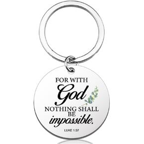 Christian Bible Verse Keychain Inspirational Religious Spiritual Gifts for Women Men Catholic, Nothing Shall Be Impossible Scripture Keyring in Kuwait