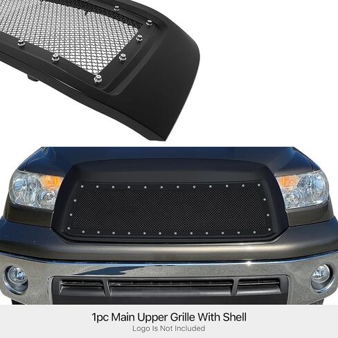 APS Compatible with Toyota Tundra 2010-2013 Without Logo Show Main Upper Stainless Steel Black Rivet Stud Mesh Front Grill Grille with Shell TP6755H in Saudi Arabia