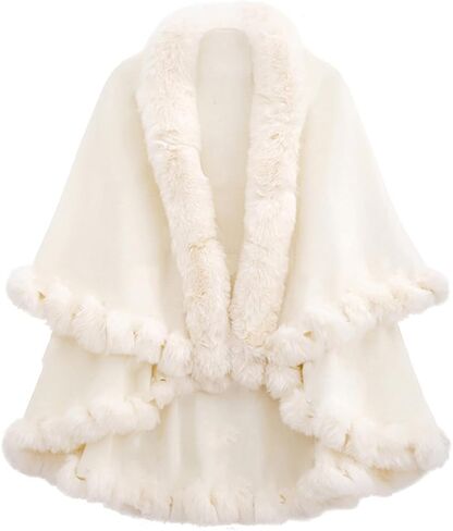 Caistre Rex Rabbit Fur Shawls Wraps for Women Winter Cashmere Cloak Shawl Knit Cardigan Coat Bridal Wedding Cover Up Shawl in Saudi Arabia