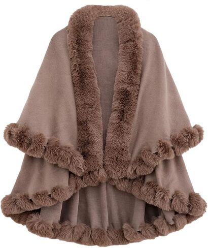 Caistre Rex Rabbit Fur Shawls Wraps for Women Winter Cashmere Cloak Shawl Knit Cardigan Coat Bridal Wedding Cover Up Shawl in Saudi Arabia