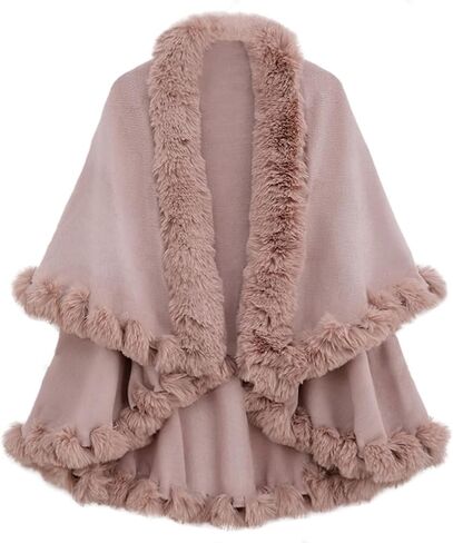Caistre Rex Rabbit Fur Shawls Wraps for Women Winter Cashmere Cloak Shawl Knit Cardigan Coat Bridal Wedding Cover Up Shawl in Saudi Arabia