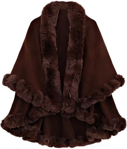 Caistre Rex Rabbit Fur Shawls Wraps for Women Winter Cashmere Cloak Shawl Knit Cardigan Coat Bridal Wedding Cover Up Shawl in Saudi Arabia